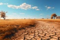 Nature landscape of cracked ground in field due to drought