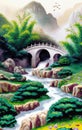 Nature landscape of east Asia AI art painting