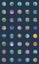 Nature landscape elements collection, flat icons set Royalty Free Stock Photo