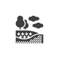 Nature landscape with field, trees and clouds vector icon