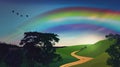 Rainbow over green field Royalty Free Stock Photo