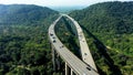 Nature landscape of highway road between green mountains. Royalty Free Stock Photo