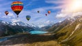 Nature landscape hot air balloons festival in sky Royalty Free Stock Photo