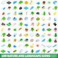 100 nature and landscape icons set Royalty Free Stock Photo