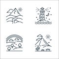 nature and landscape line icons. linear set. quality vector line set such as desert, rainbow, lighthouse Royalty Free Stock Photo