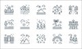 Nature and landscape line icons. linear set. quality vector line set such as forest, desert, castle, rainbow, mountain, forest,