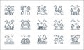 nature and landscape line icons. linear set. quality vector line set such as forest, garden, sunrise, road, forest, house, tree,