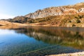 Nature landscape of a mountain lake on an autumn day. Royalty Free Stock Photo