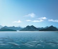 Nature landscape. Mountains, hills and sea rural skyline. Lake Lagoon resort view background Royalty Free Stock Photo