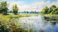 Dreamlike Illustrations: Serene Landscape Paintings And Lake Wallpapers