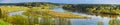 Nature landscape panorama, aerial view, confluence of the rivers Nemunas and Merkys, Lithuania