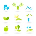 Nature, landscape, people and organic Icons Royalty Free Stock Photo