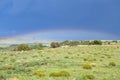 Prairie, Rain, Storm Clouds, Rainbow Royalty Free Stock Photo