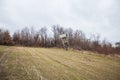 Nature landscape , ruined wooden hunting tower