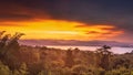 Nature Landscape Scenery View of Mountain Range and Dramatic Sky on Morning Sunrise, Beautiful Panoramic Natural Background With