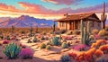 Nature landscape scenic desert home evening color stone path