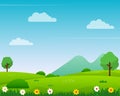 Nature landscape vector illustration with cartoon style Royalty Free Stock Photo