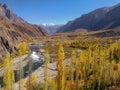 Landscape view of Gupis Valley in autumn, Ghizer. Gilgit Baltistan, Pakistan. Royalty Free Stock Photo