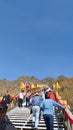 Nature landscape view Heaven Lake of Celestial Mountains and Taoist Heavenly Queen Mother temple in Xinjiang China