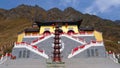 Nature landscape view Heaven Lake of Celestial Mountains and Taoist Heavenly Queen Mother temple in Xinjiang China Royalty Free Stock Photo