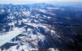 Nature Landscapes Background of Mountains in the snow, view from the top on airplane.