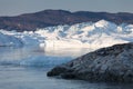 Nature and landscapes of Greenland or Antarctica. Travel on the ship among ices.