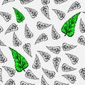 Nature leaf anomaly Seamless pattern with green color and cartoon