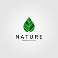 Nature leaf on drop water logo vector green color icon illustration design Royalty Free Stock Photo