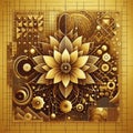 Nature-Life-Economy Fusion: Kirigami Art Glowing in Gold