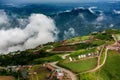 Nature Lighting Road in fog between road go to Phu Tabberk Royalty Free Stock Photo