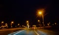 Nature... Lights...lanterns... track... cars... Night road lighting Royalty Free Stock Photo