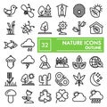 Nature line icon set, environment symbols collection, vector sketches, logo illustrations, conservation signs linear Royalty Free Stock Photo