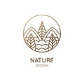 Nature linear logo forest landscape Royalty Free Stock Photo