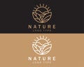 nature logo creative beach sun wave emblem brand business leave