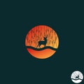 Nature Logo with Deer Silhouette. Animal Conservation. Nature Park
