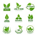 Nature logo. Herbal organic eco natural health design with vector leaf set