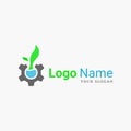 Nature logo. leaf logo. green logo. gear logo. water logo.