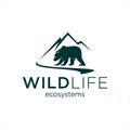 Nature Logo with Mountain and River also Grizzly Bear