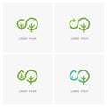 Nature logo set - green tree and ecology Royalty Free Stock Photo