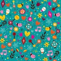 Nature love harmony fun characters seamless pattern