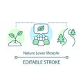 Nature lover lifestyle concept icon. Environment protection and preservation idea thin line illustration. Seed sowing