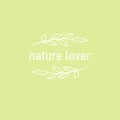 Nature lover vector emblem of hand-drawn twigs with leaves and text