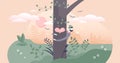 Nature lover vector illustration. Tree hugging flat tiny persons concept.