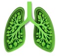 Nature lungs with leaves, vector illustration in paper art style. Green lungs of planet Earth. Save environment, ecology Royalty Free Stock Photo