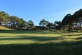 Nature with magic sunrays, sunshine, light and green grass, meadow. Photo use in idea design for golf, fresh environment part 7 Royalty Free Stock Photo