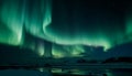 Nature majestic beauty illuminated by glowing aurora in arctic night generated by AI