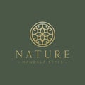 Nature mandala style line art badge icon logo