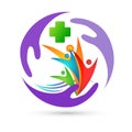 Nature medical care save agriculture family health environment wellness concept logo icon element sign creative vector