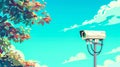 Nature meets surveillance: security camera amidst foliage Royalty Free Stock Photo