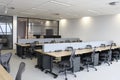 nature modern co working space office interior with white chair,white table with wall a concrete floor